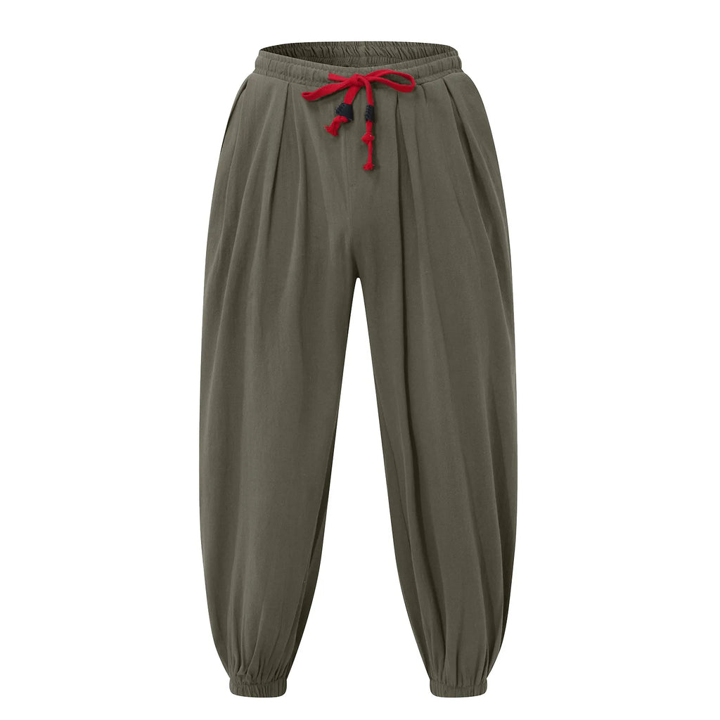 NLW Men’s Oversized Cotton-Linen Wide-Leg Pants