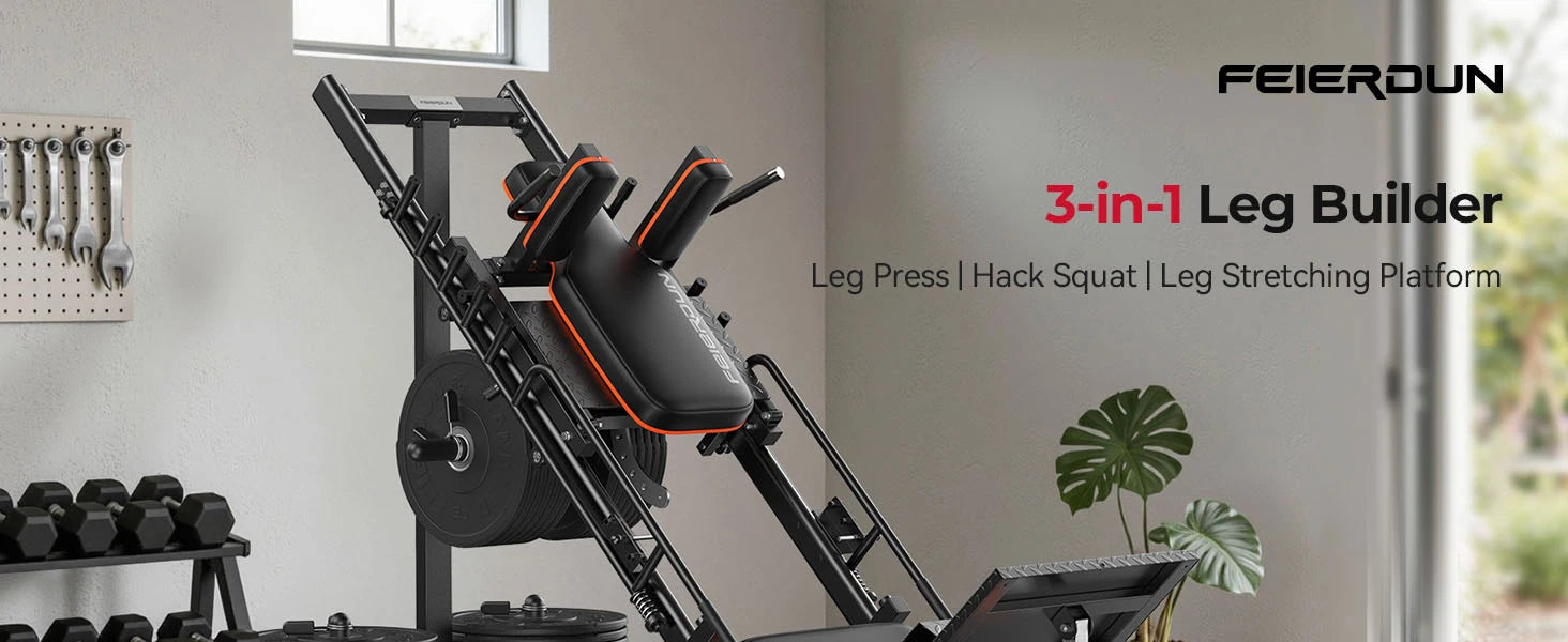 NLW Commercial-Grade Ultra-Quiet Hack Squat & 45° Leg Press Combo Machine