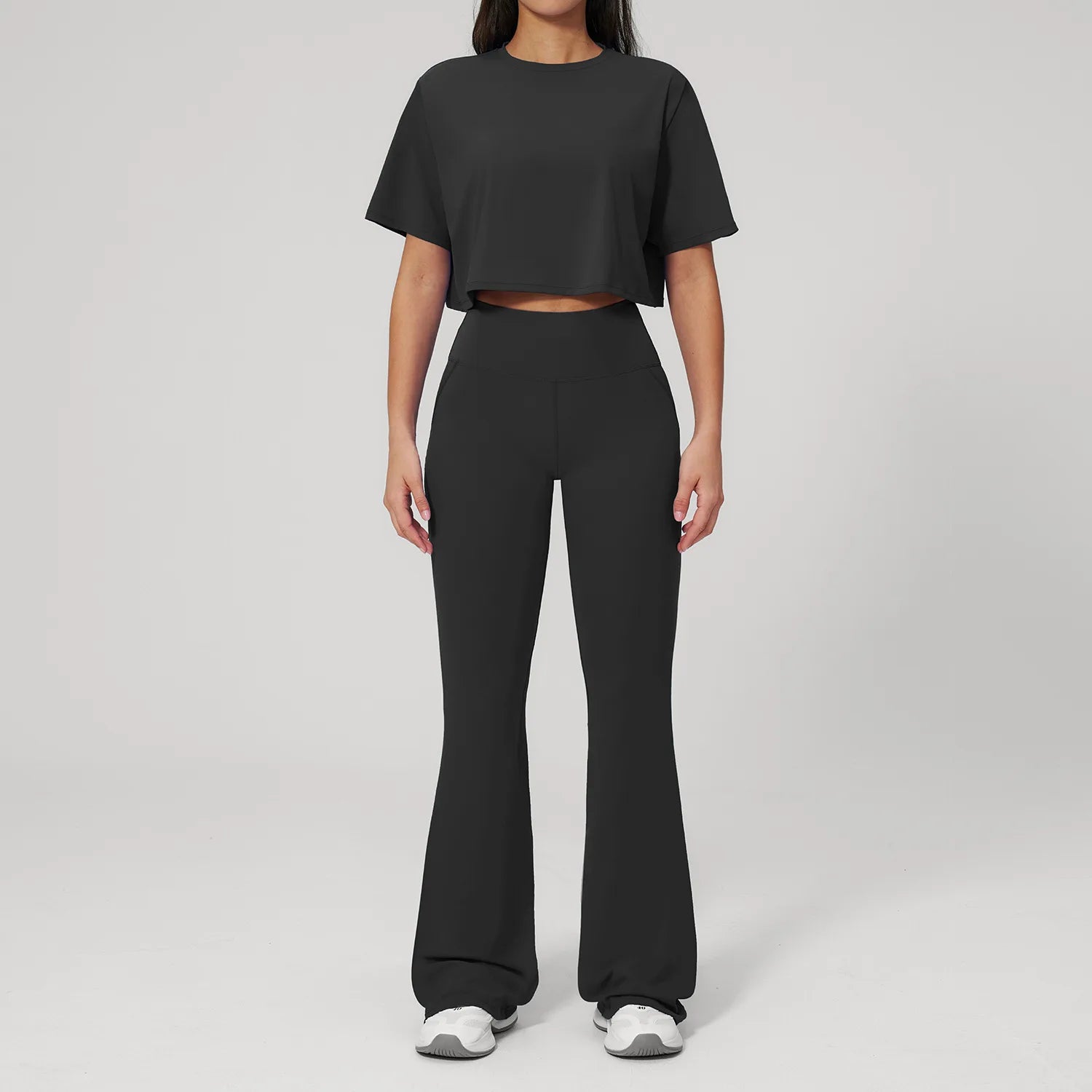 NLW High-Elasticity Crop Top & Matching Gym Leggings