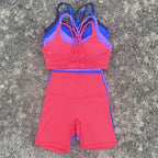 NLW Cross-Back Sports Bra & Short Leggings 2-Piece Tracksuit – Seamless Gym Workout Set