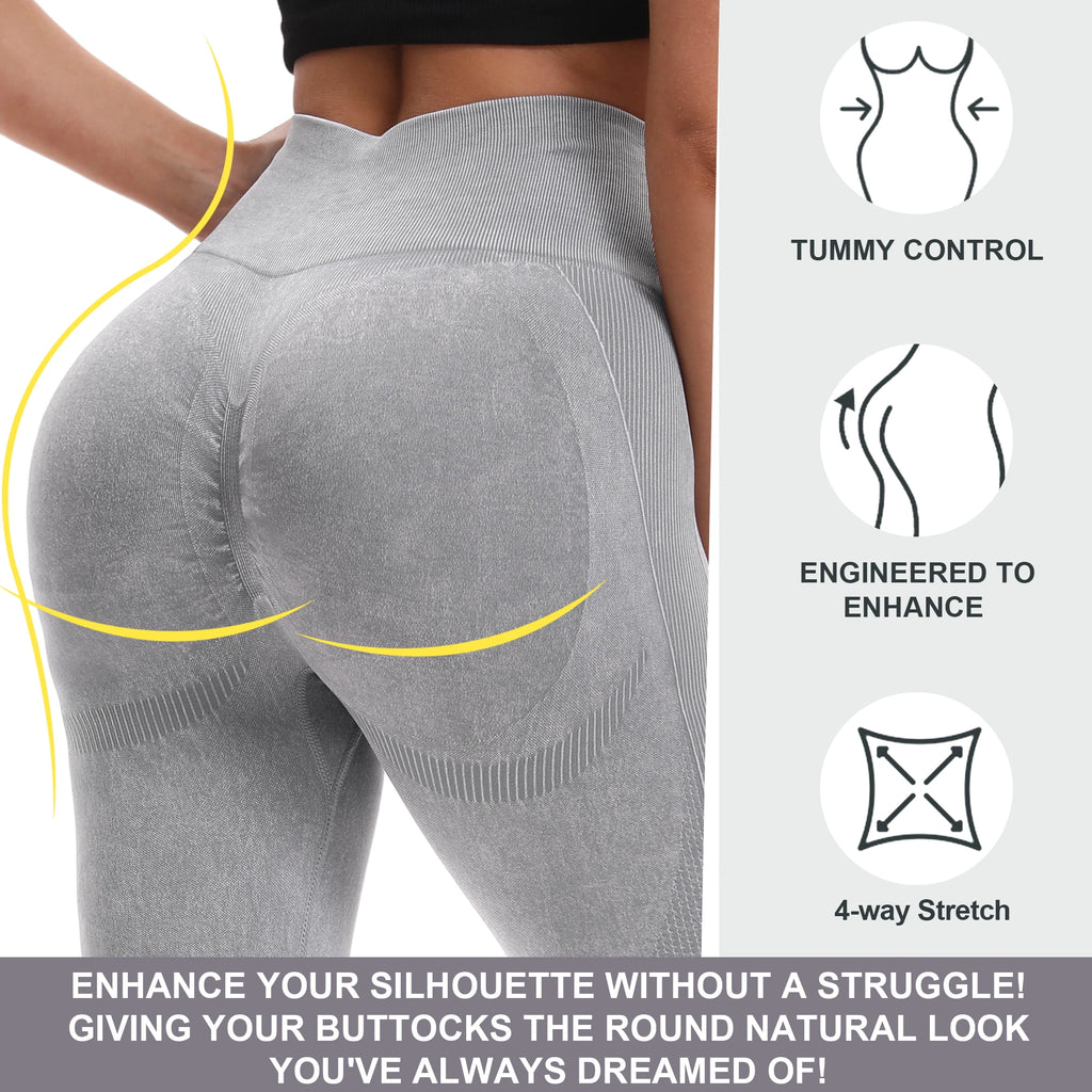 NLW 2-Pack Seamless Tummy Control Yoga Leggings – High-Waisted Sexy Butt-Lifting Fitness Pants