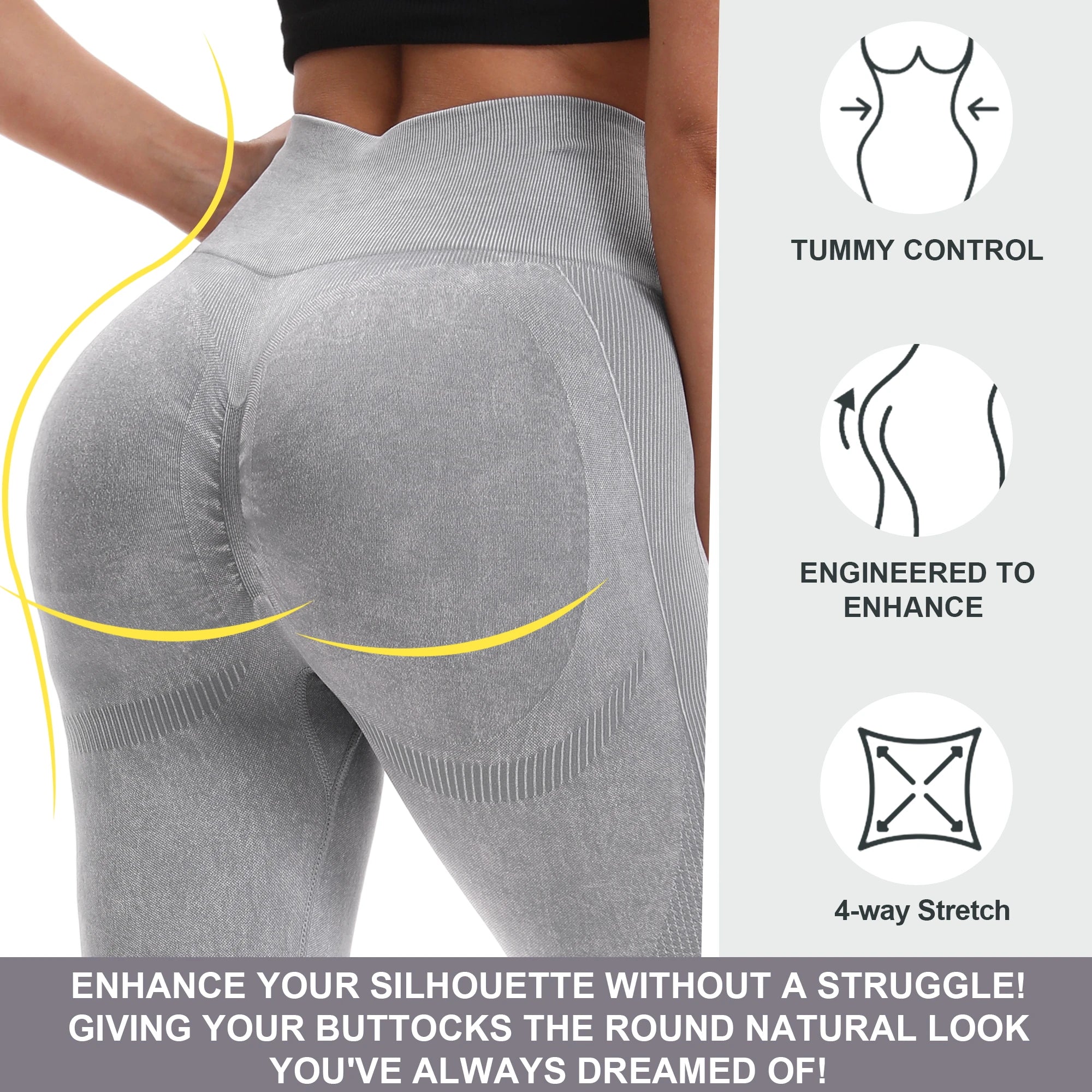 NLW 2-Pack Seamless Tummy Control Yoga Leggings – High-Waisted Sexy Butt-Lifting Fitness Pants