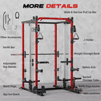 NLW All-in-One Smith Machine Home Gym – Multi-Functional Power Cage with Independent Dual Cable Crossover & 20+ Accessories for Full Body Workouts