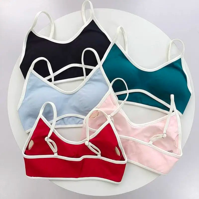 LW Kinetic Contrast Activewear Set – Women's Seamless Suspender Bra & Sculpting Fitness Leggings