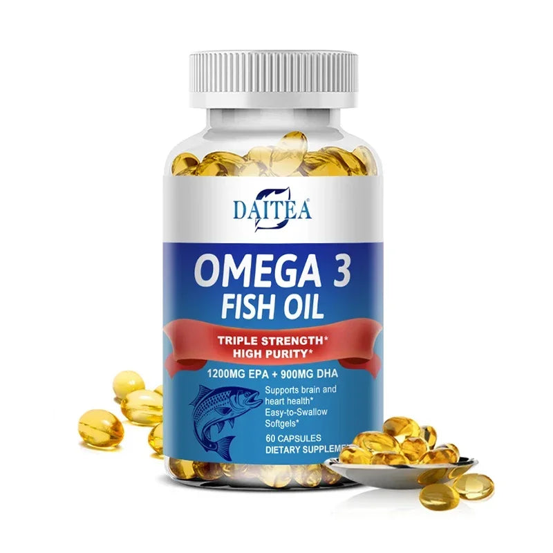 NLW Choice: DAITEA Triple-Strength Omega 3 Fish Oil Capsules – High-Concentration EPA (1200mg) & DHA (900mg)