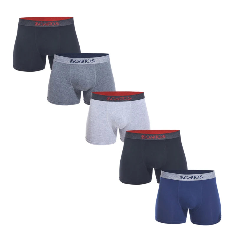 NLW Premium Men's Cotton Boxer Shorts (5-Piece Set) – Breathable High-Stretch Comfort Underwear