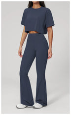 NLW High-Elasticity Crop Top & Matching Gym Leggings