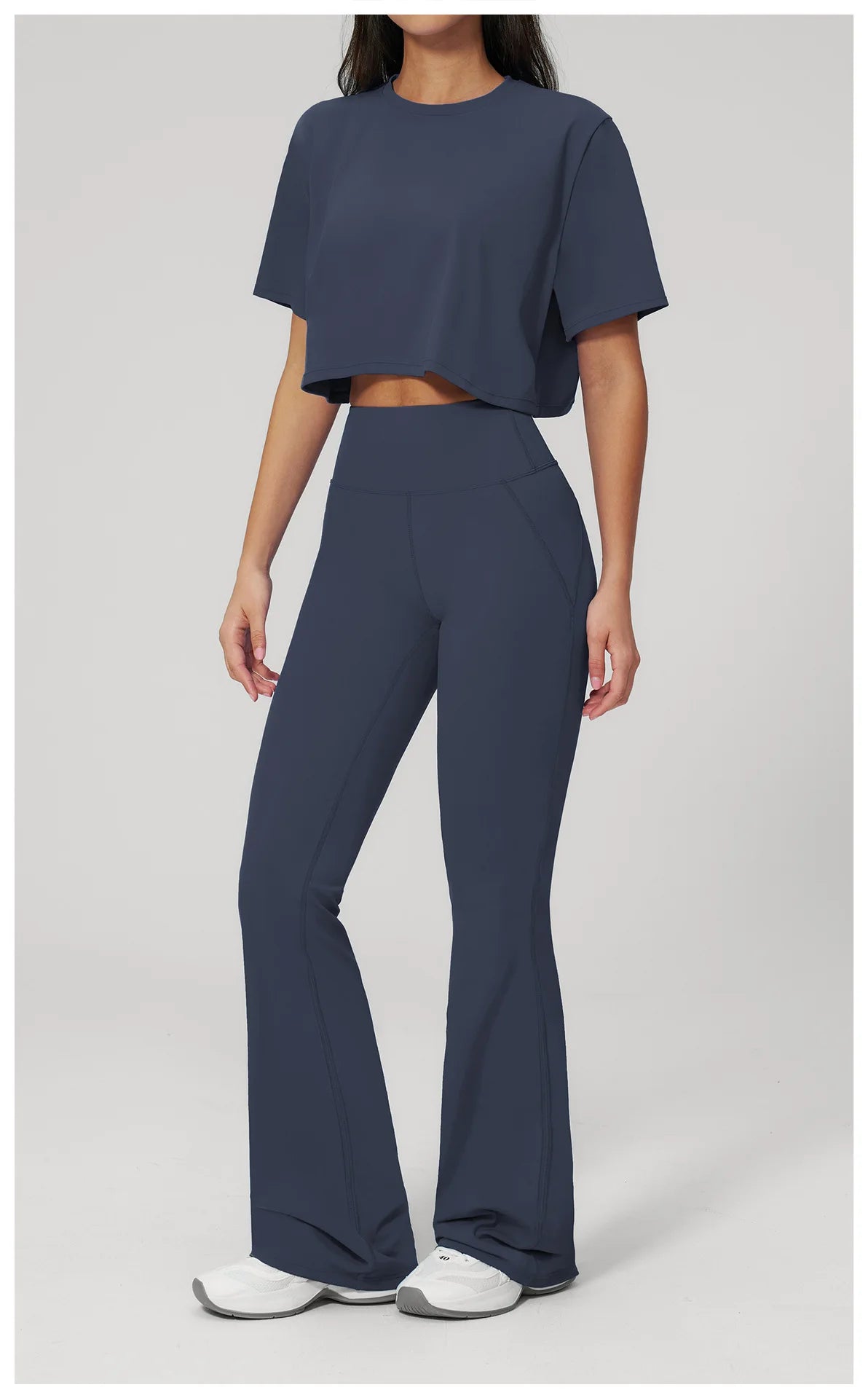 NLW High-Elasticity Crop Top & Matching Gym Leggings