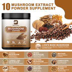 NLW - Mulittea 10 Mushroom Extract Powder - Lion's Mane & Cordyceps for Energy & Focus