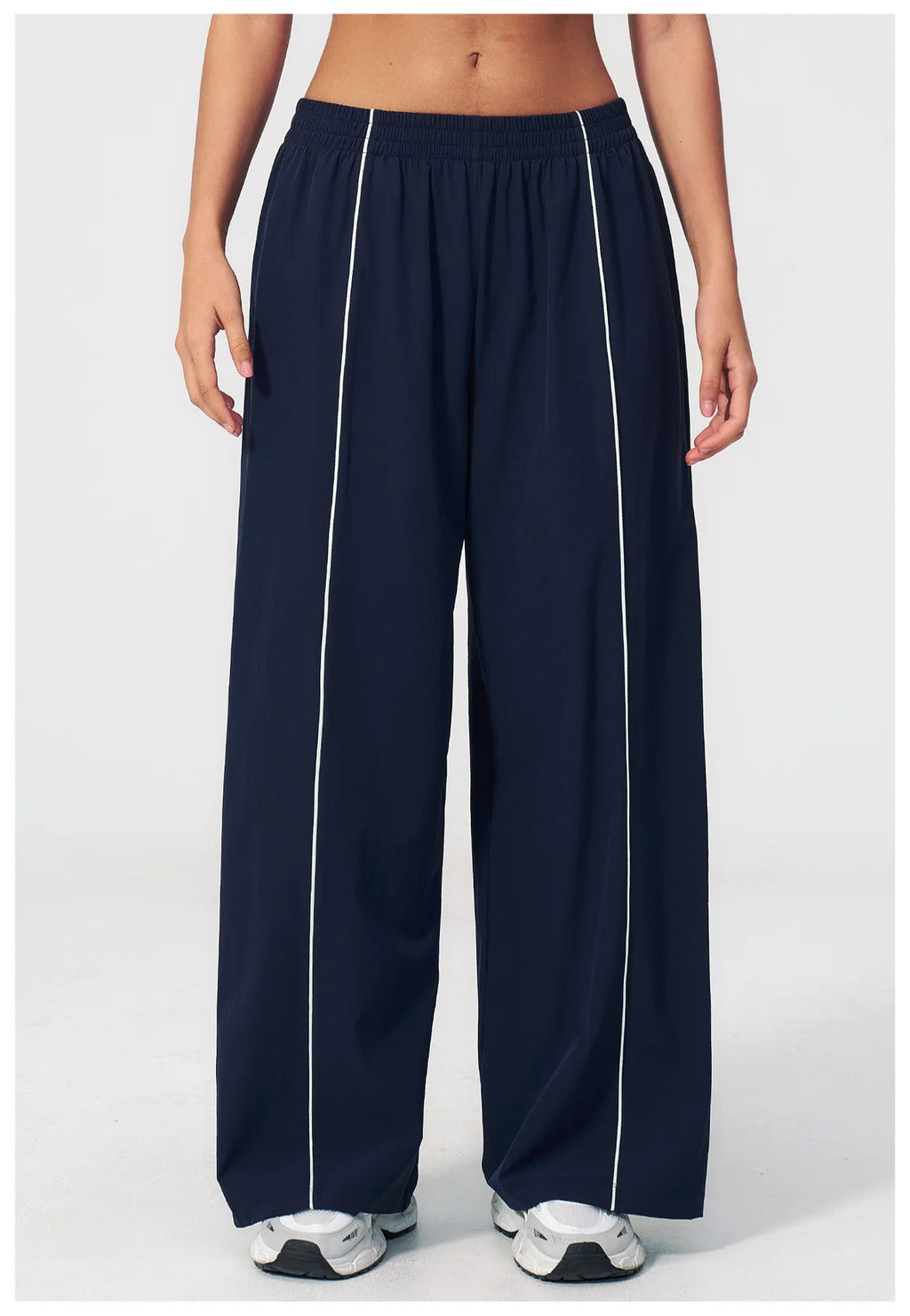 Loose Fit Contrasting Lines Sports Pants | Women's UV-Protection Yoga & Fitness Pants