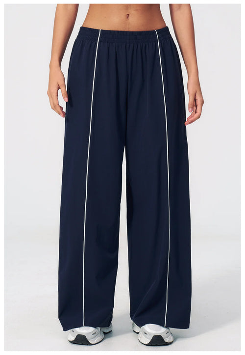 Loose Fit Contrasting Lines Sports Pants | Women's UV-Protection Yoga & Fitness Pants