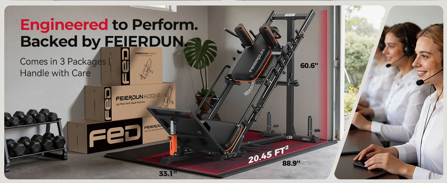 NLW Commercial-Grade Ultra-Quiet Hack Squat & 45° Leg Press Combo Machine
