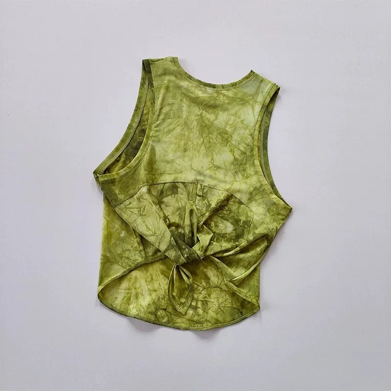 NLW Artistic Tie-Dye Sleeveless Gym Top – Breathable Mesh Back Yoga Vest