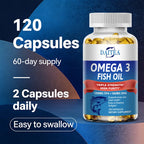 NLW Choice: DAITEA Triple-Strength Omega 3 Fish Oil Capsules – High-Concentration EPA (1200mg) & DHA (900mg)