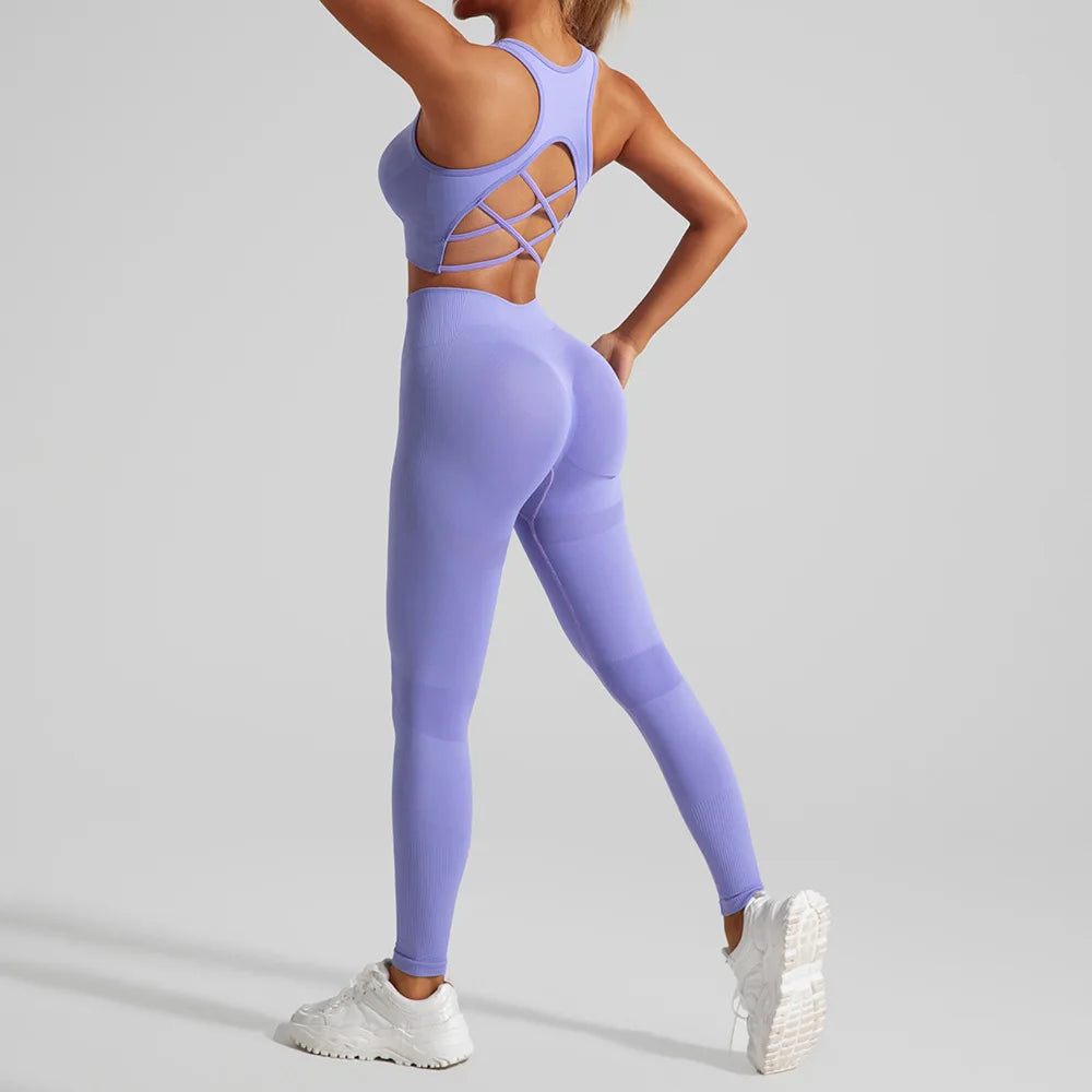 NLW Seamless Sculpt Yoga Set – Sleeveless Quick-Dry Premium Fitness Set