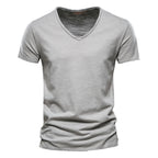 NLW Men’s Premium V-Neck Tee – 100% Cotton Slim Fit Shirt