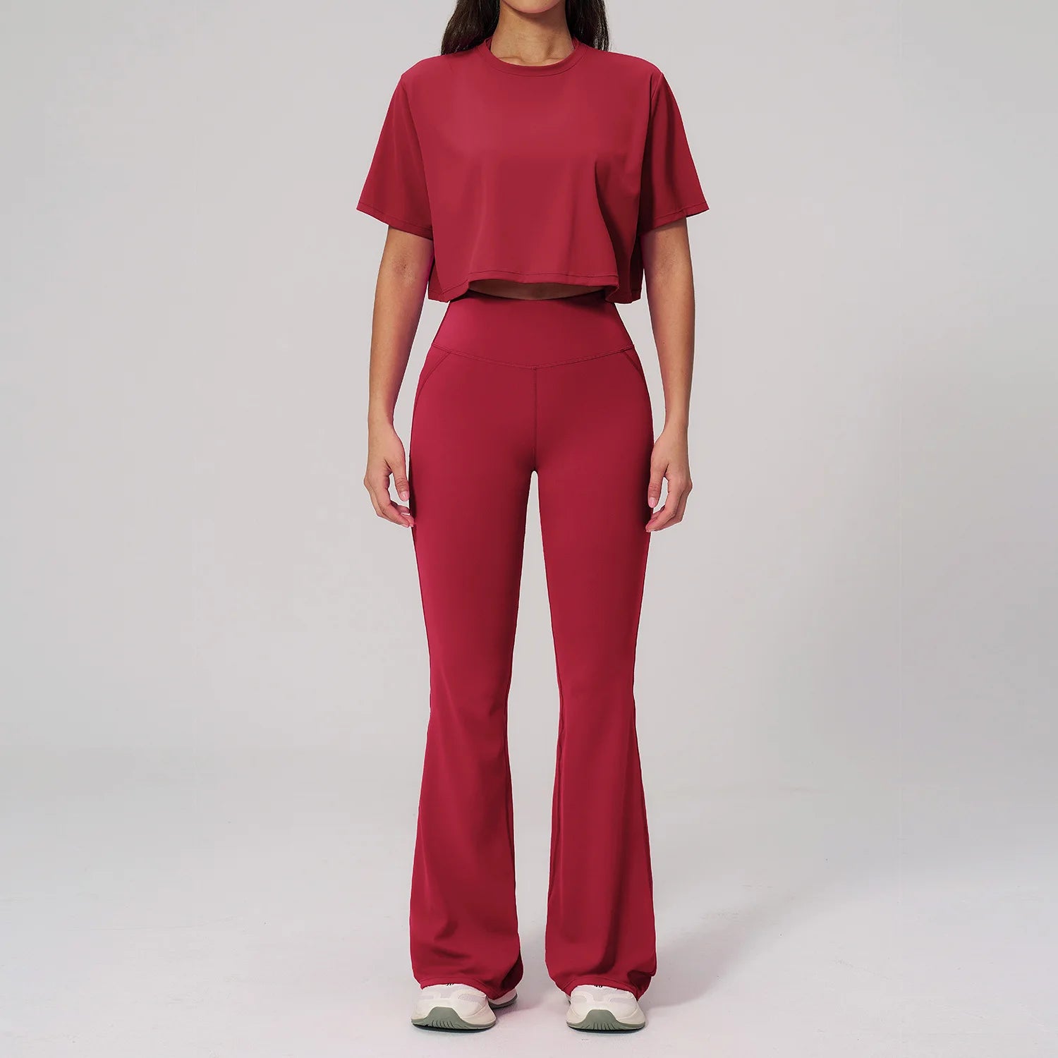 NLW High-Elasticity Crop Top & Matching Gym Leggings