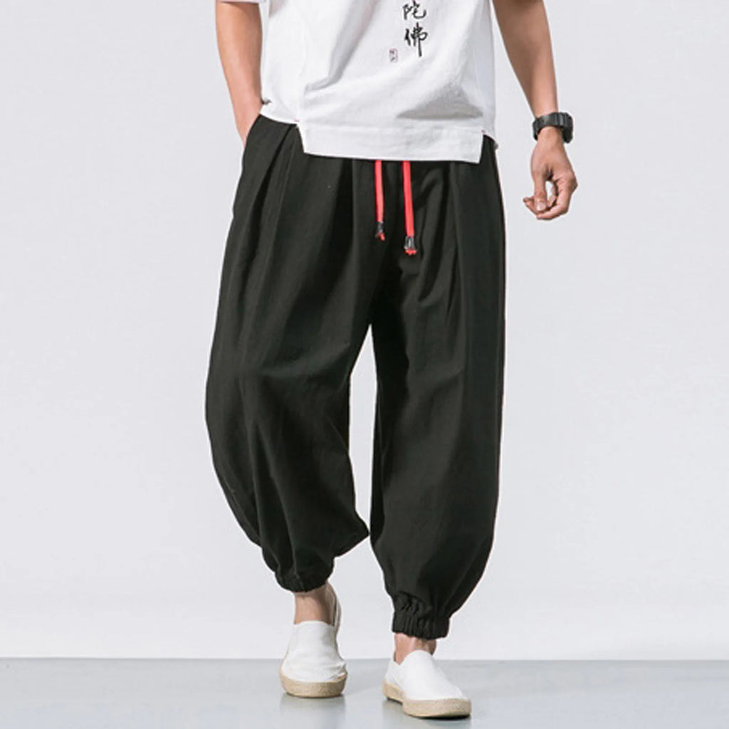 NLW Men’s Oversized Cotton-Linen Wide-Leg Pants