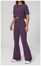 NLW High-Elasticity Crop Top & Matching Gym Leggings