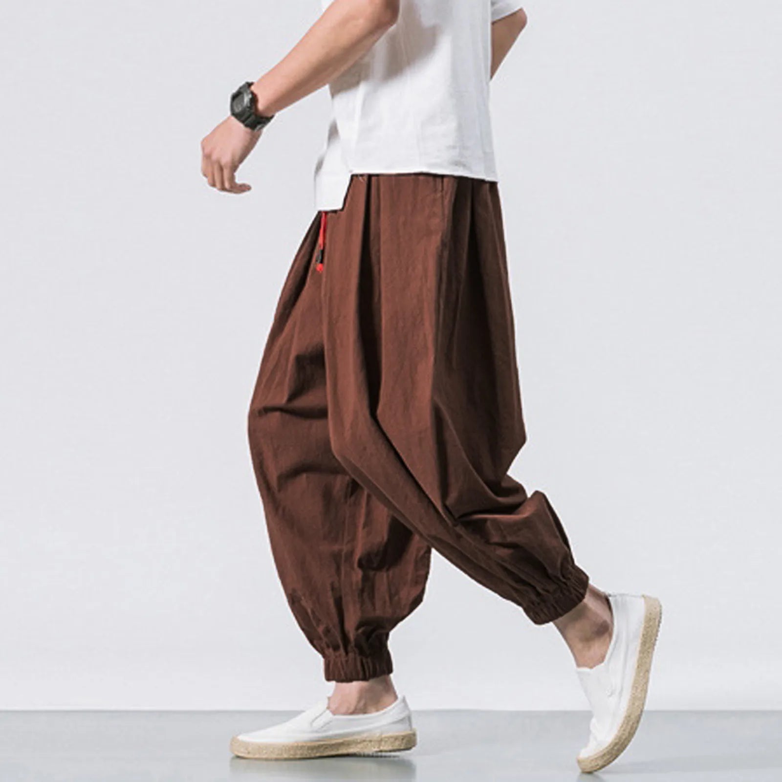 NLW Men’s Oversized Cotton-Linen Wide-Leg Pants