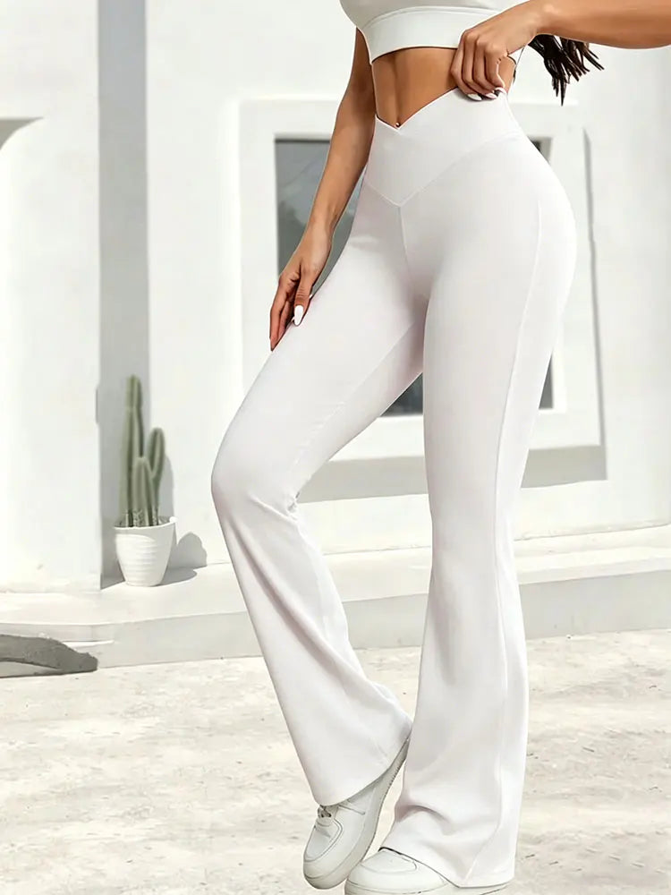 NLW V-Cross High-Waist Flare Leggings