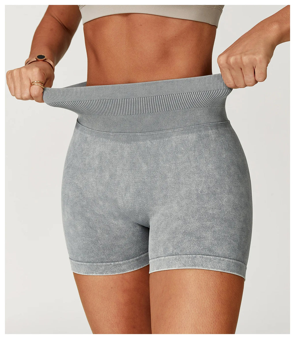 Sand Washed Seamless Yoga Shorts | High-Waist Butt-Lift Workout Shorts