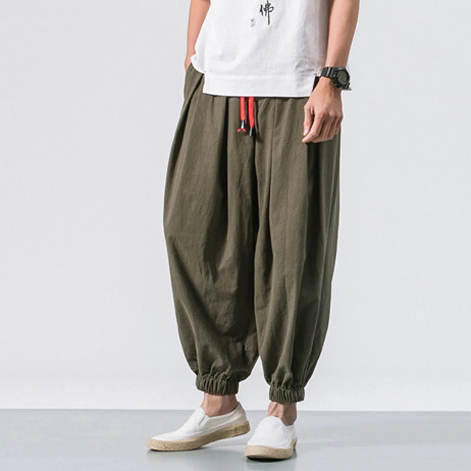 NLW Men’s Oversized Cotton-Linen Wide-Leg Pants