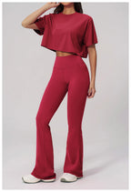 NLW High-Elasticity Crop Top & Matching Gym Leggings