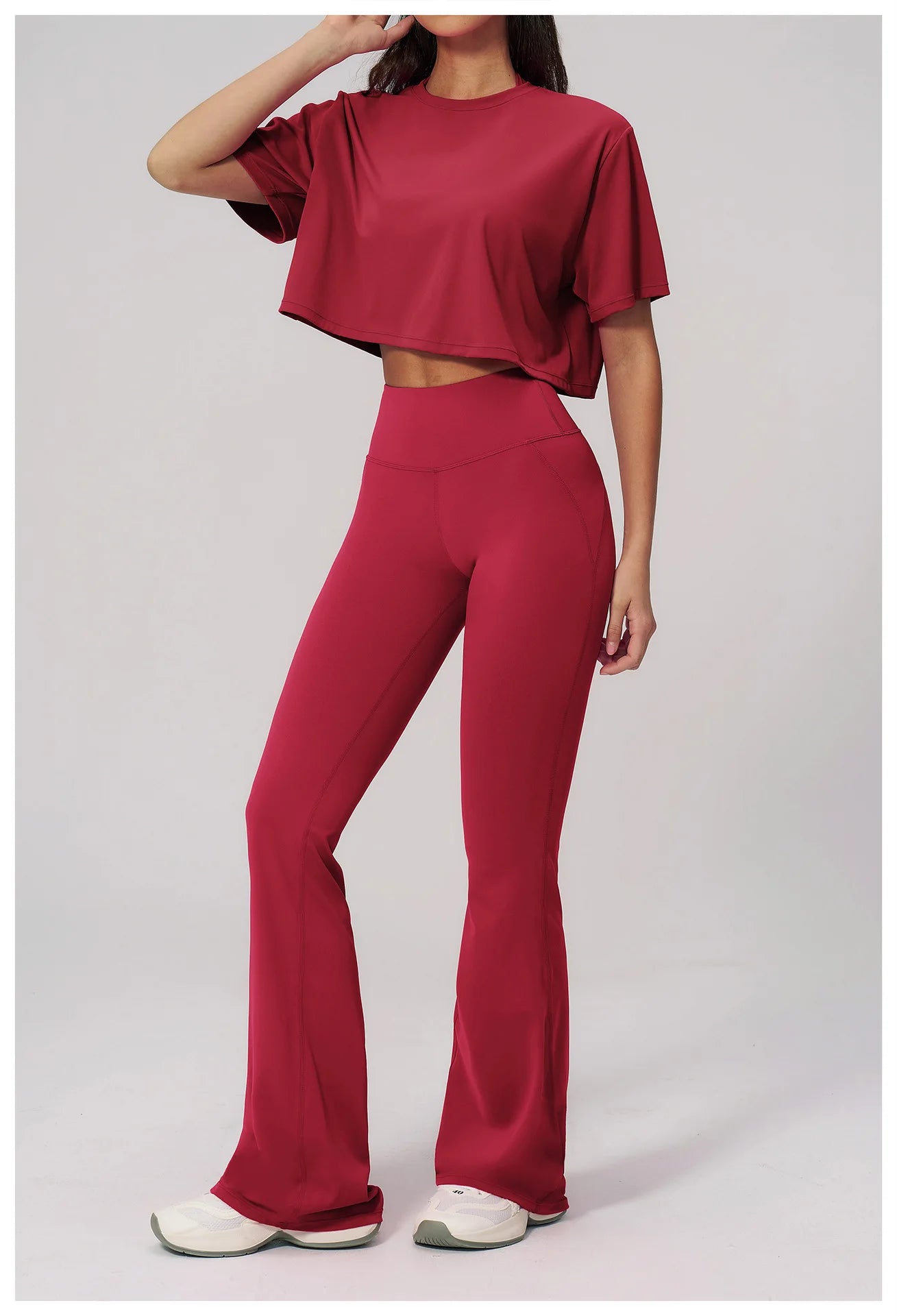 NLW High-Elasticity Crop Top & Matching Gym Leggings