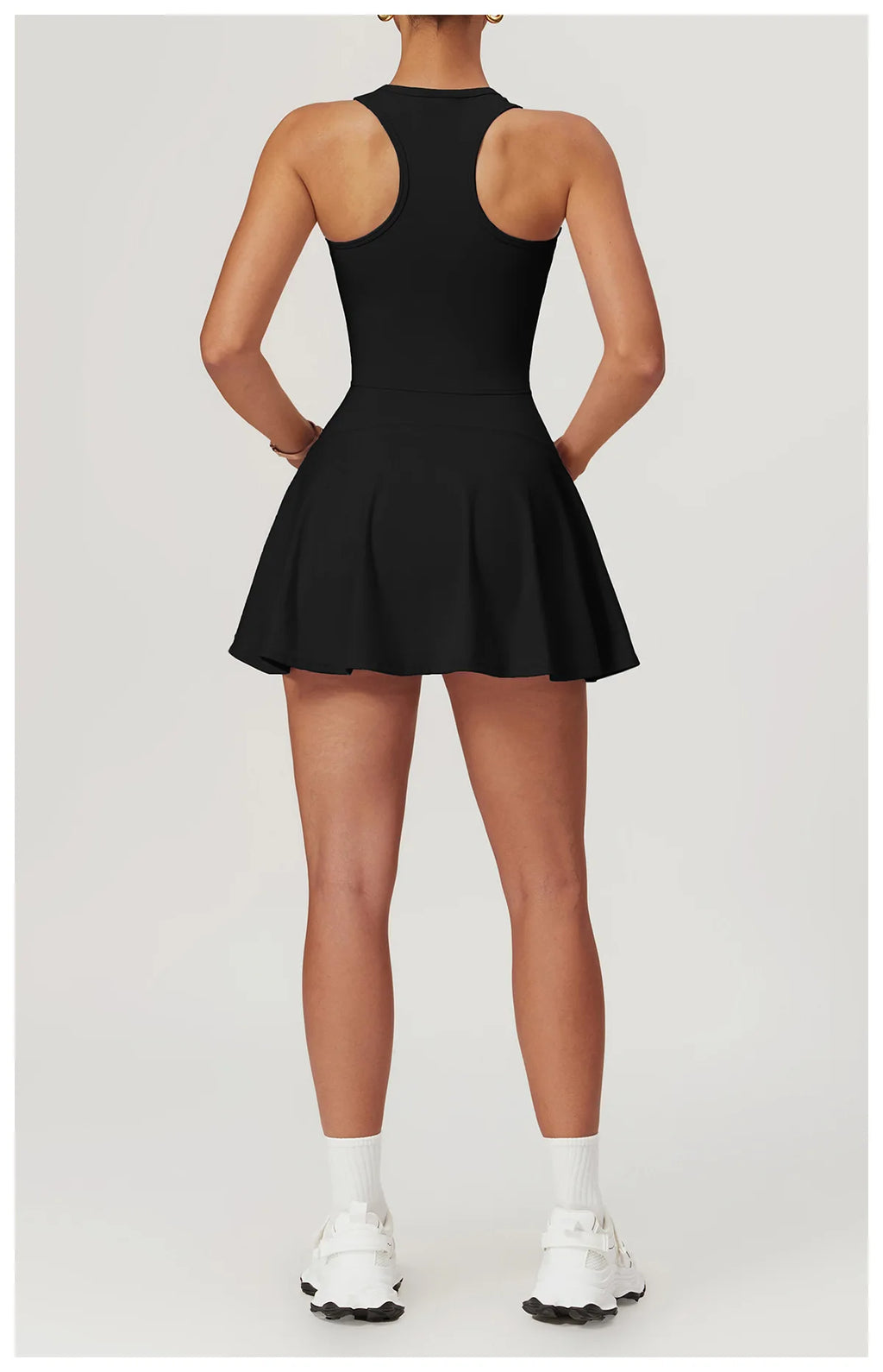 Sleeveless Zipper Yoga Dress Bodysuit
