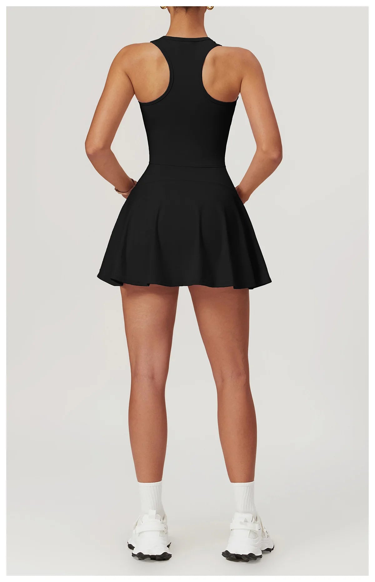 Sleeveless Zipper Yoga Dress Bodysuit