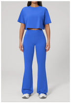NLW High-Elasticity Crop Top & Matching Gym Leggings