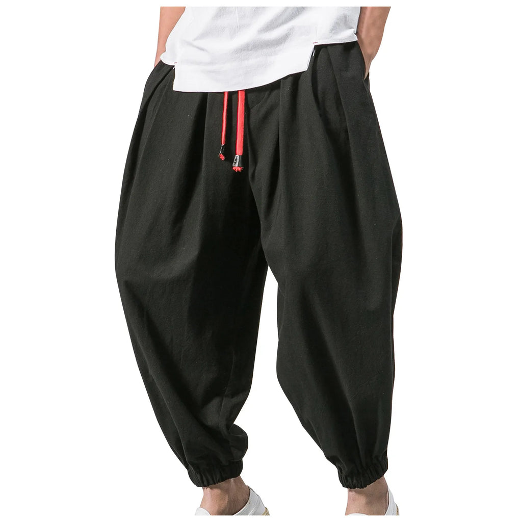 NLW Men’s Oversized Cotton-Linen Wide-Leg Pants