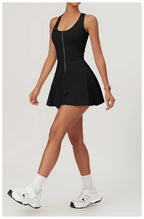 Sleeveless Zipper Yoga Dress Bodysuit