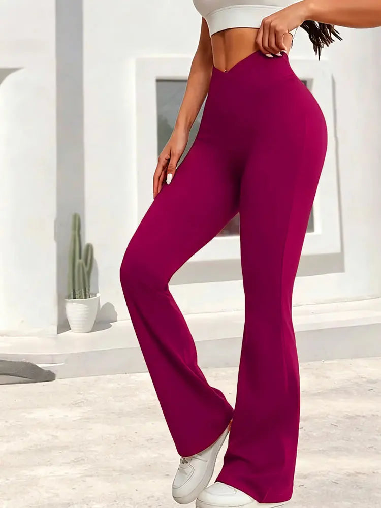 NLW V-Cross High-Waist Flare Leggings