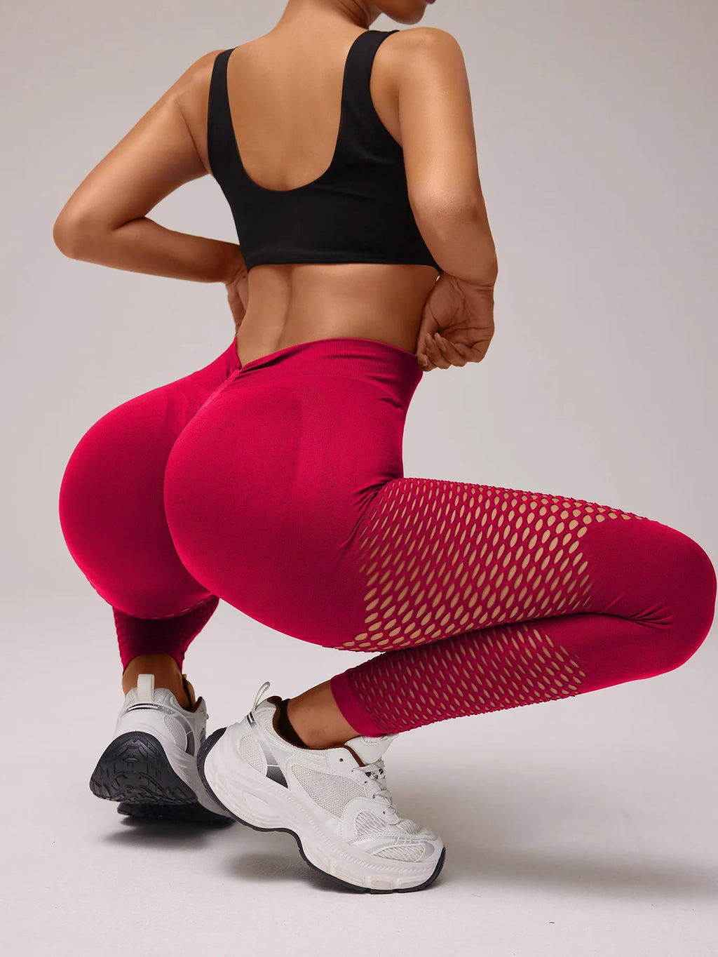 V-Back Hollow Out Scrunch Leggings – Seamless Booty-Lifting Fitness Tights