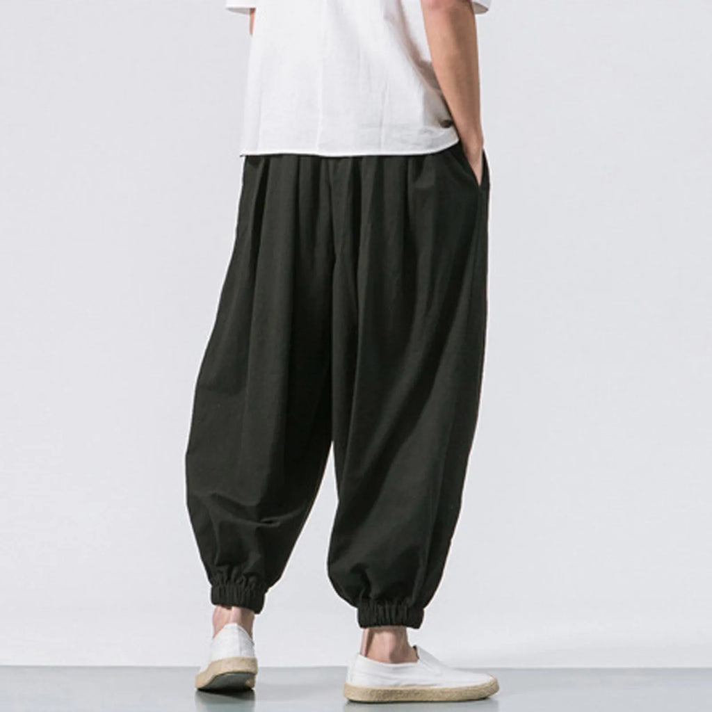 NLW Men’s Oversized Cotton-Linen Wide-Leg Pants