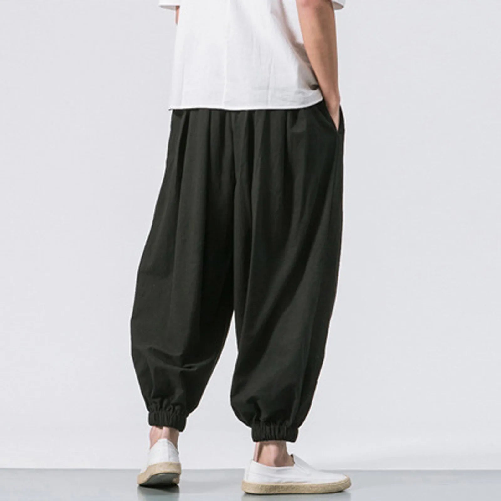 NLW Men’s Oversized Cotton-Linen Wide-Leg Pants