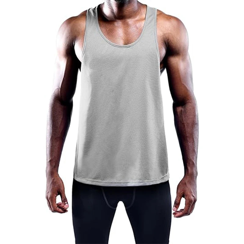 NLW Slim-Fit Quick-Dry Gym Vest – Modern Square-Collar Bodybuilding Training Tank Top