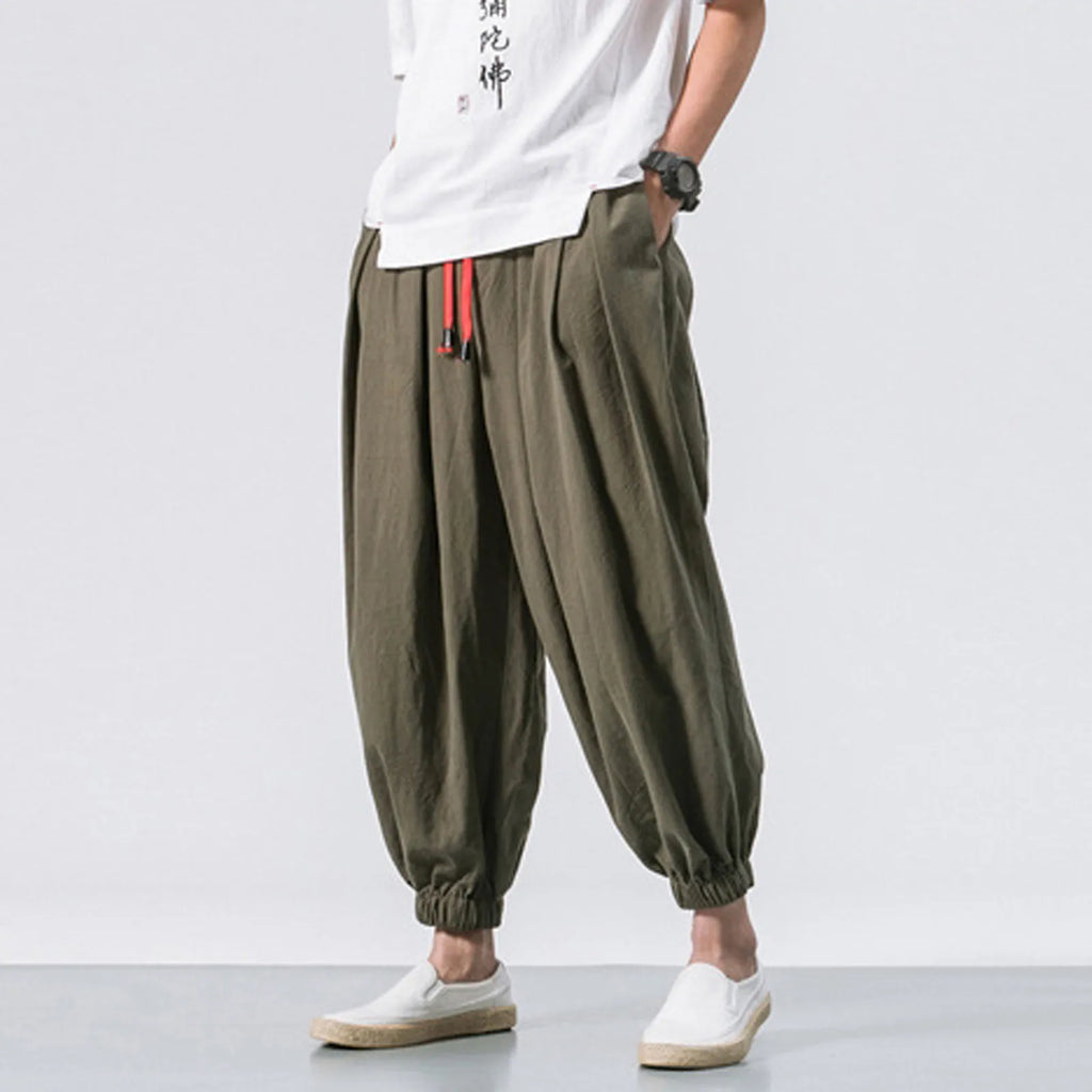 NLW Men’s Oversized Cotton-Linen Wide-Leg Pants