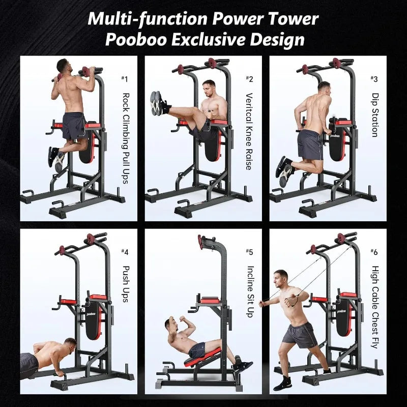 NLW -Pooboo Power Tower Dip Station Pull Up Bar
