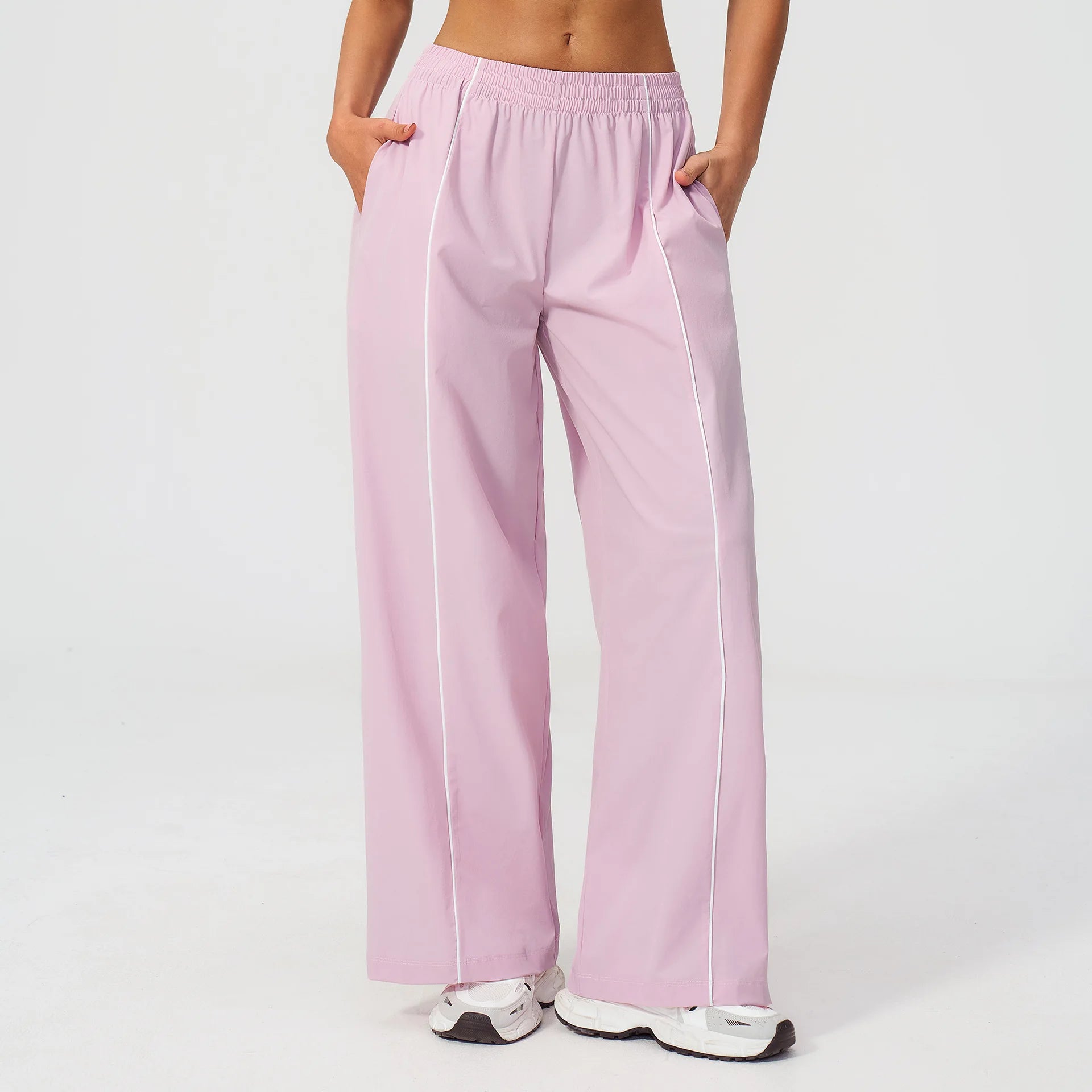 Loose Fit Contrasting Lines Sports Pants | Women's UV-Protection Yoga & Fitness Pants
