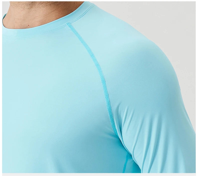 NLW Men Performance UPF 50+ Long Sleeve Shirt – Stretchy Quick-Dry Training Tee