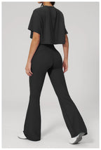 NLW High-Elasticity Crop Top & Matching Gym Leggings