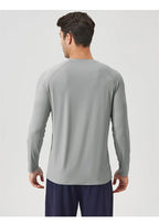 NLW Men Performance UPF 50+ Long Sleeve Shirt – Stretchy Quick-Dry Training Tee