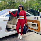 Women's Sports Two-Piece Set with Letter Print